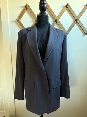 Men's Navy Blue Single-Button Blazer